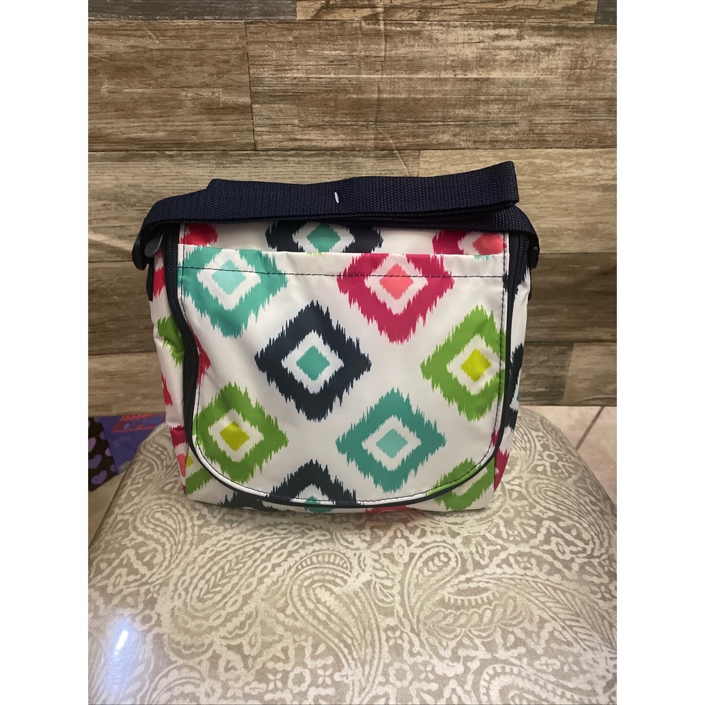 Thirty-One Thermal Tote Insulated Lunch Bag Ikat Diamond Print Multicolor